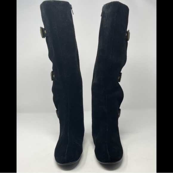 AEROSOLES Black Club Sota Suede Boots with Buckles - 6.5 - Like New‎ - Picture 2 of 12
